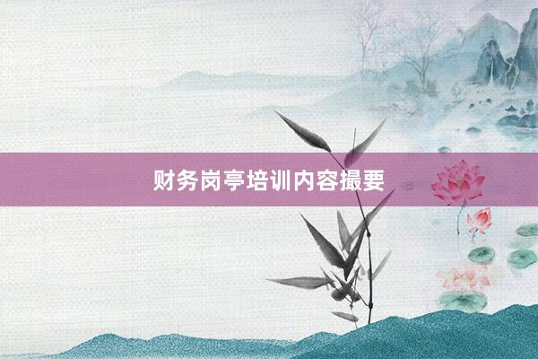 财务岗亭培训内容撮要